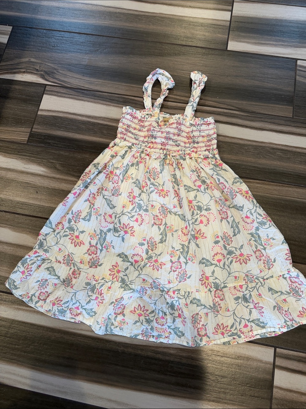 BearPaw Girls Floral Sundress in White, Pink & Green